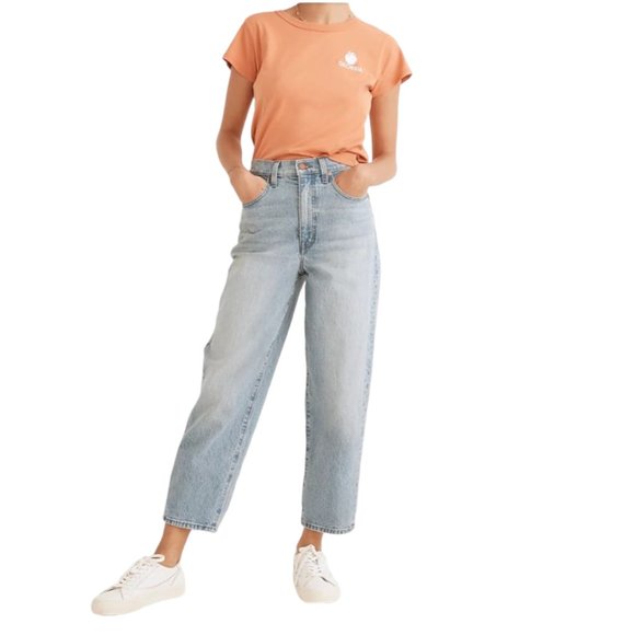 NEW Madewell Straight Leg Whistler Wash Balloon Crop Denim Jean - Picture 1 of 9
